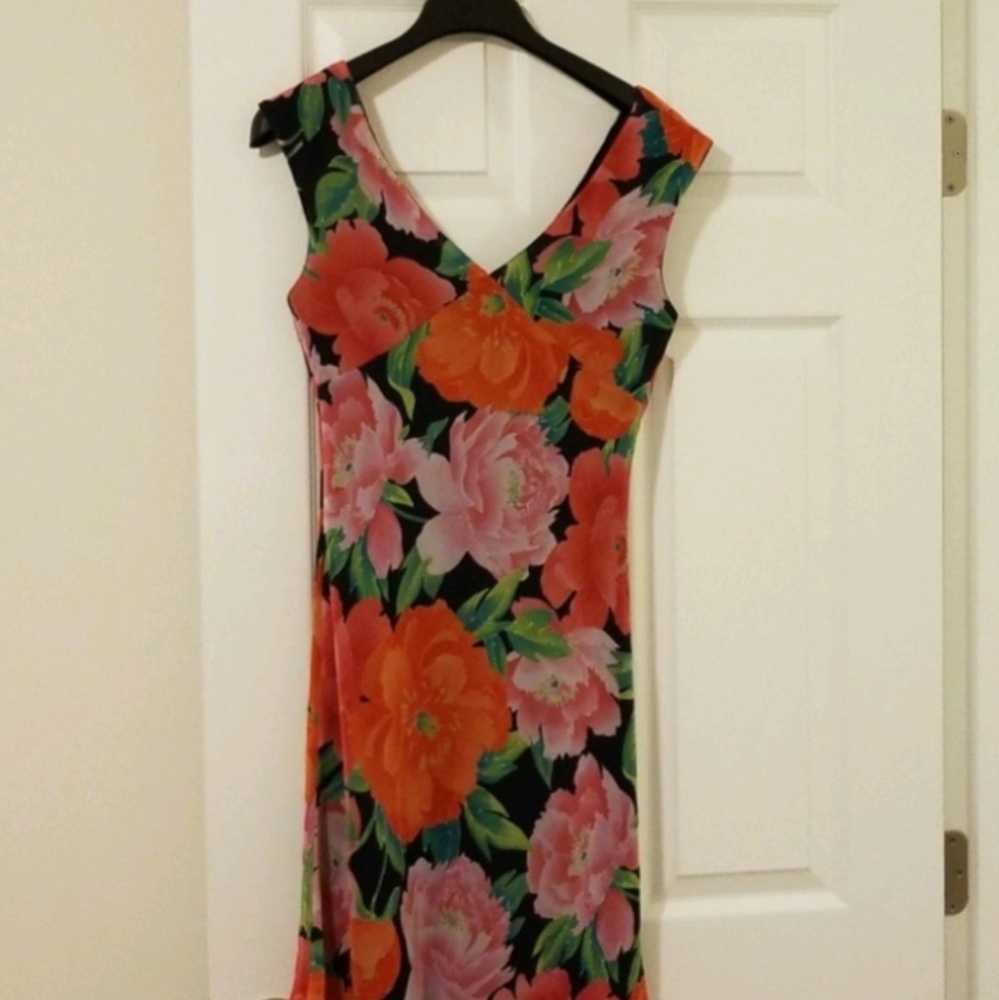 Knee length dress.
